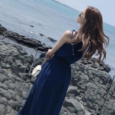 ĐẦM JEAN DENIM MAXI CỔ RÚT 2 DÂY DỄ THƯƠNG - NJ923